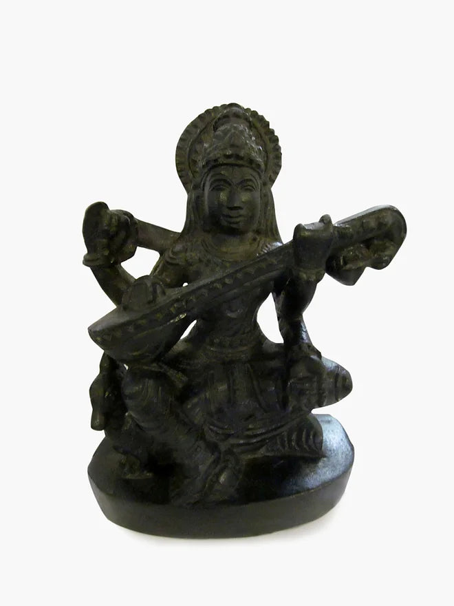 Anointed Goddess Saraswati, Sringeri Shrine Idol. Bestower Of Wisdom & Learning